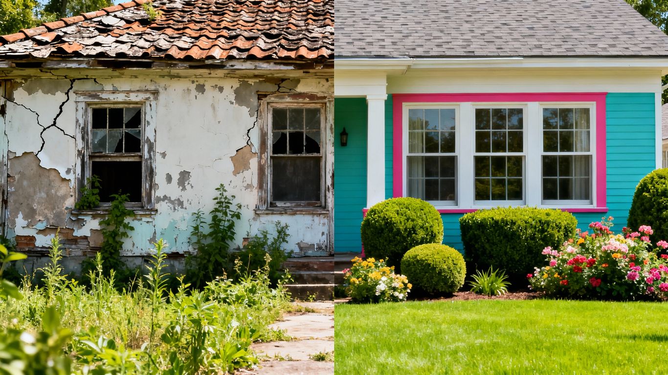 Before and after of a whole house renovation.