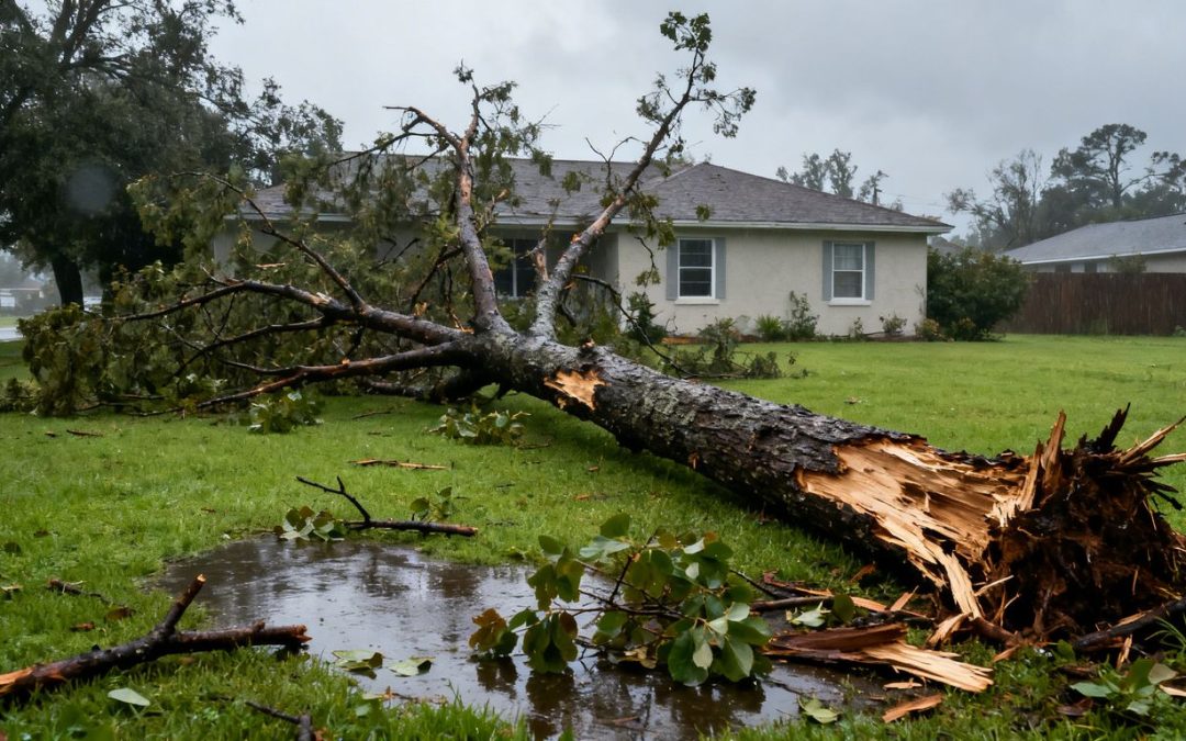 yard debris and tree limb removal after gusty thunderstorms