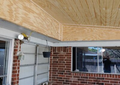 interior patio enclosure ceiling detail after restoration work