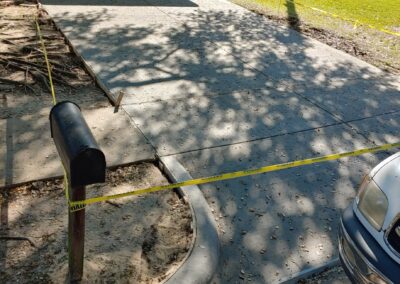 New concrete driveway installed at a residential home, showing smooth, finished surface.