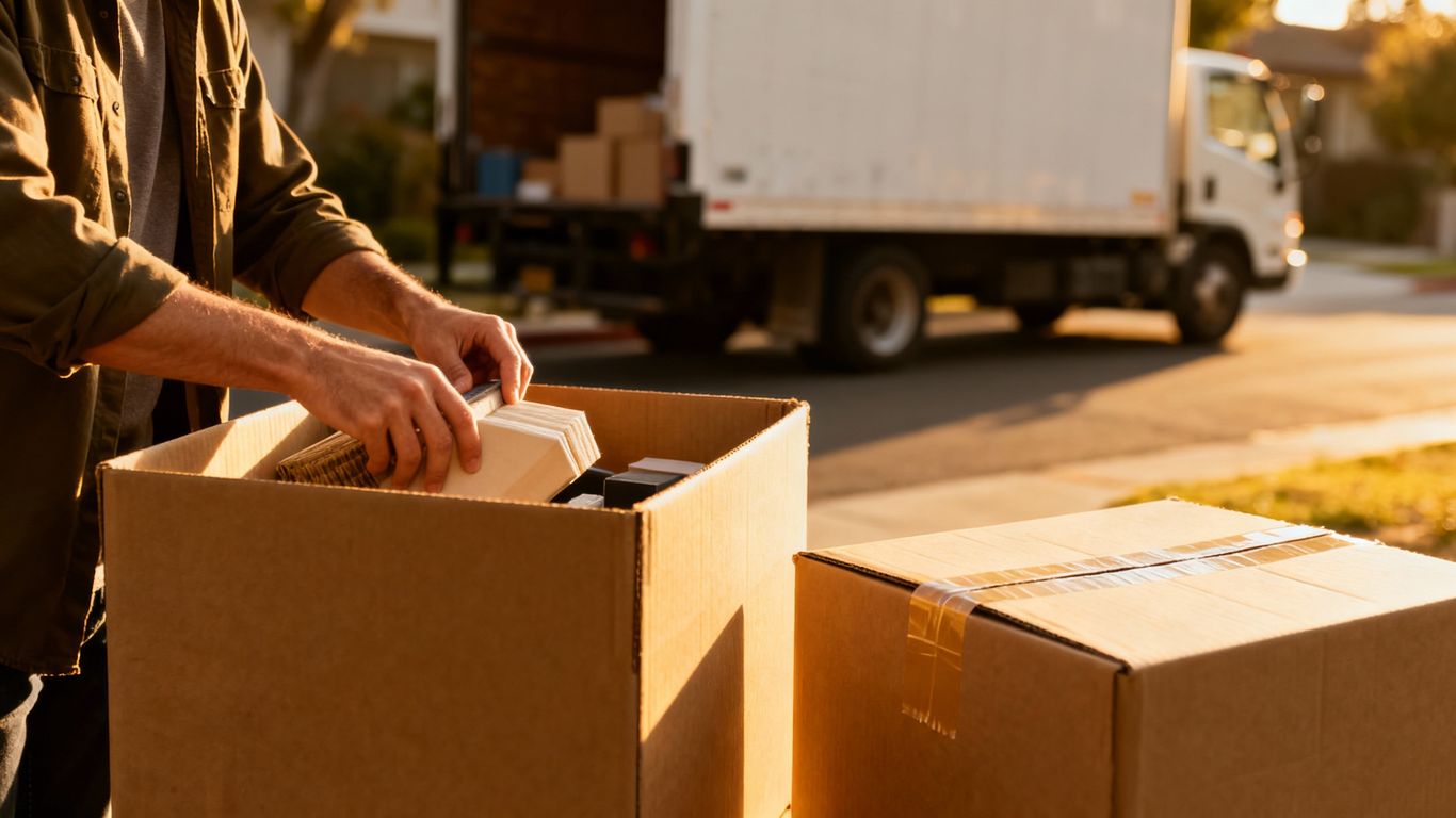 Packing boxes and moving truck for a stress-free move.